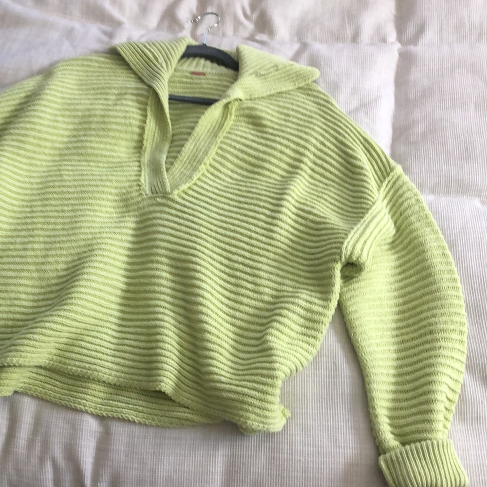Free People Marie Pullover Sweater Lime XS $108 - Picture 6 of 6